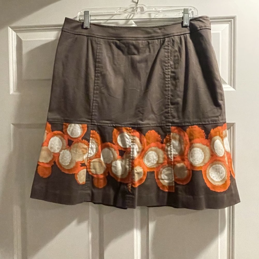 Etcetera Brown Skirt with orange/tan circles